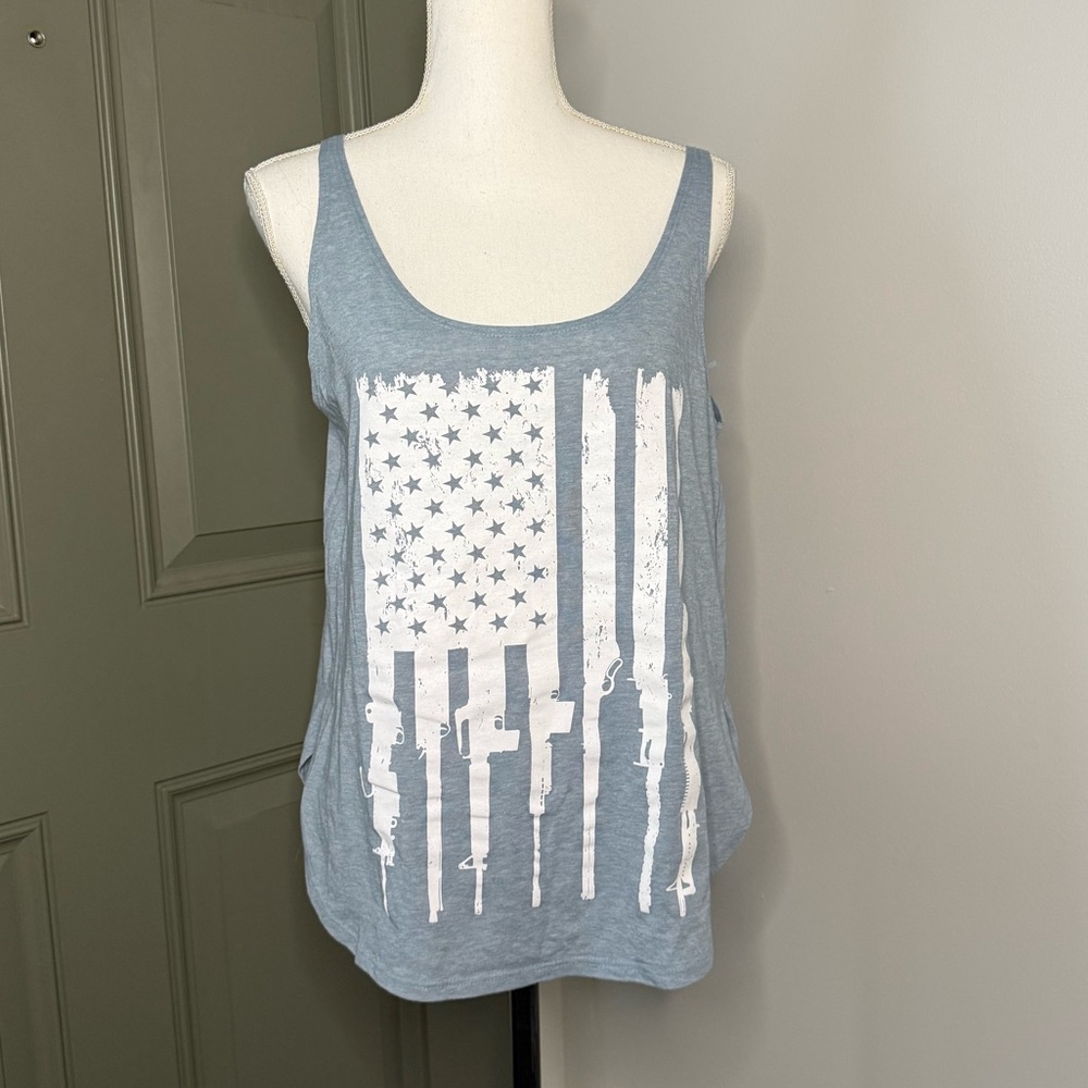 Grunt Style Light Blue American Flag Tank Top